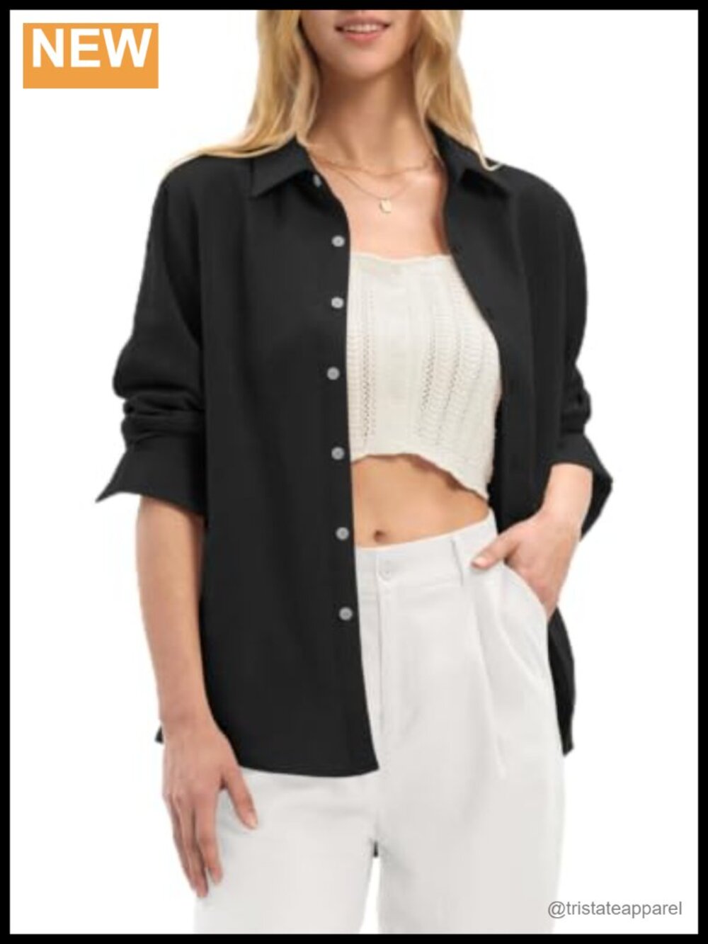 Women's Lyocell Linen Button Down Shirt Regular Fit Long Sleeve Office Top
